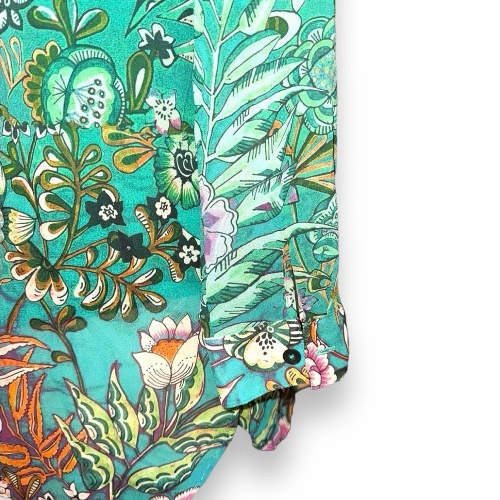 Soft Surroundings Luau Garden Shirt Sheer Blouse w Tank Top Green Floral Medium - Picture 7 of 10